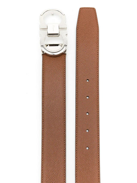 FERRAGAMO Stylish Reversible Belt for Men in Brown Calf Leather