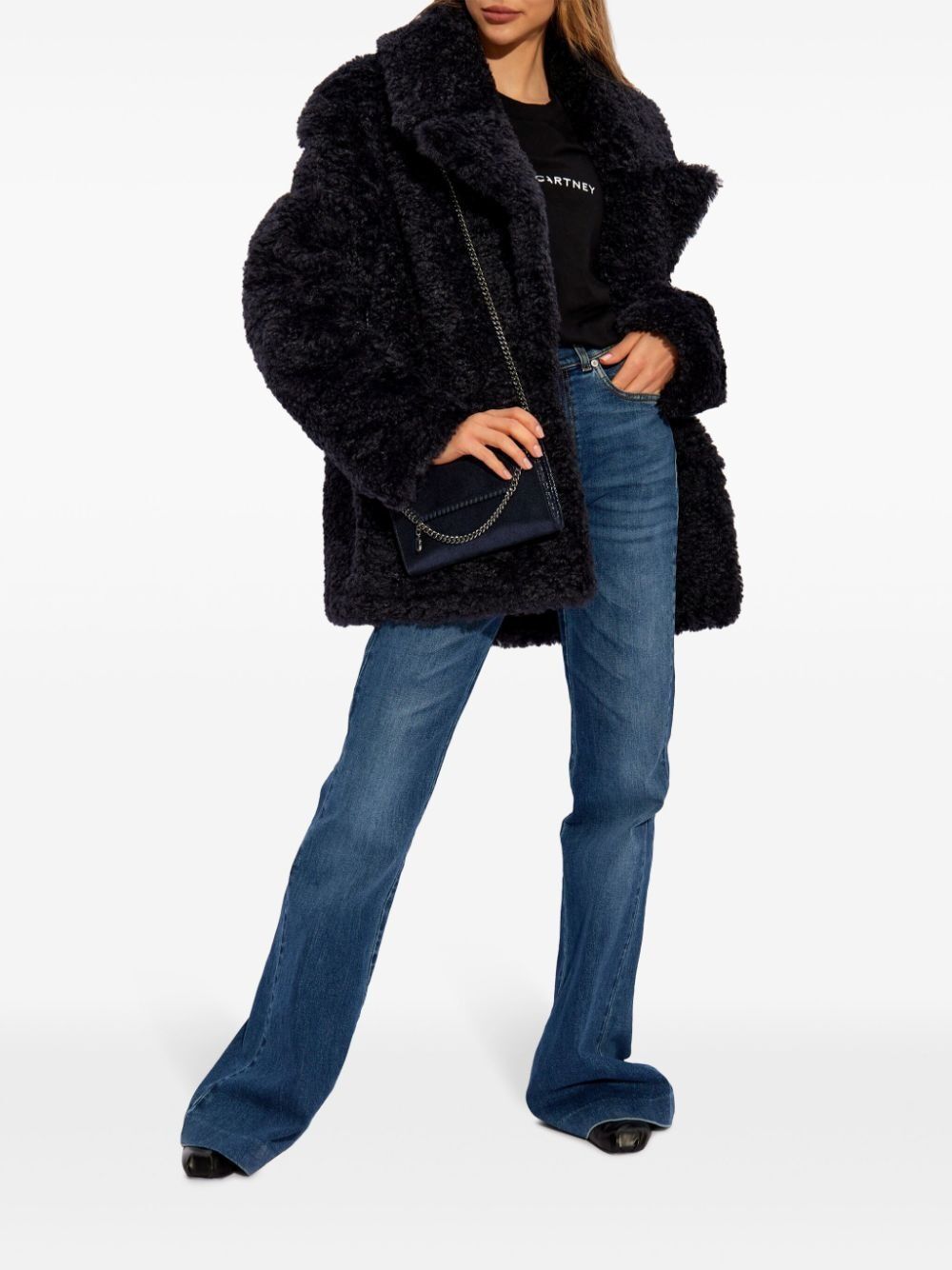 STELLA MCCARTNEY Chic Faux Shearling Winter Jacket in Blue