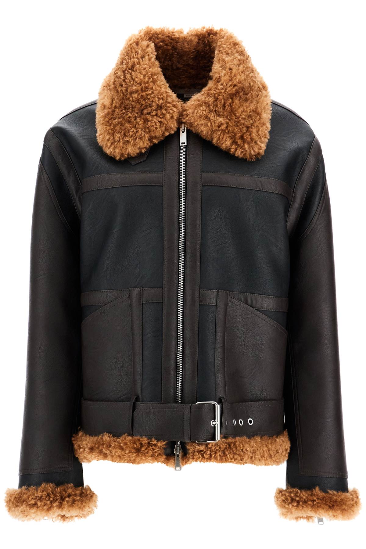 STELLA MCCARTNEY Vegan Leather and Teddy Biker Jacket - Oversized Cut