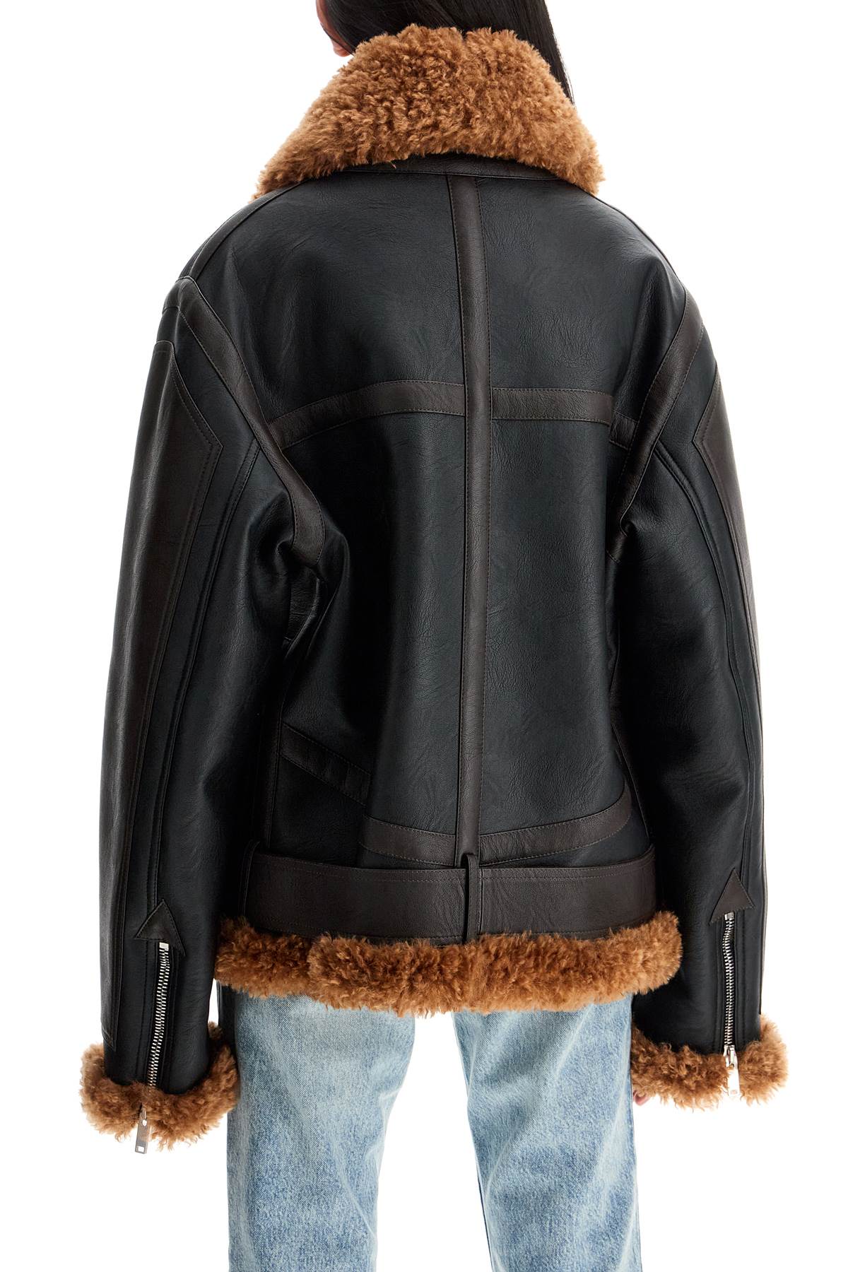 STELLA MCCARTNEY Vegan Leather and Teddy Biker Jacket - Oversized Cut