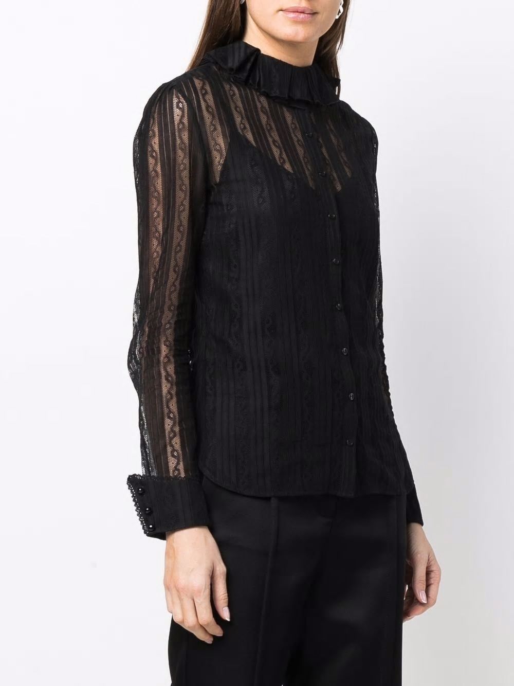 SAINT LAURENT Black Lace Blouse for Women - SS22 Collection