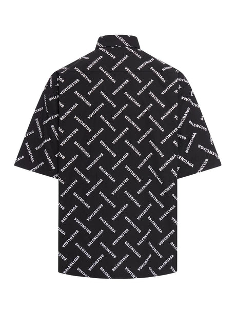 BALENCIAGA Black Diagonal Allover Poplin Shirt for Men