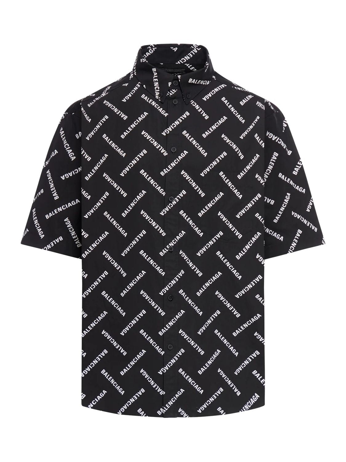 BALENCIAGA Black Diagonal Allover Poplin Shirt for Men