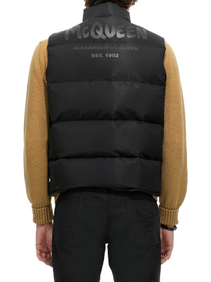 ALEXANDER MCQUEEN Graffiti Logo Print High Neck Down Vest