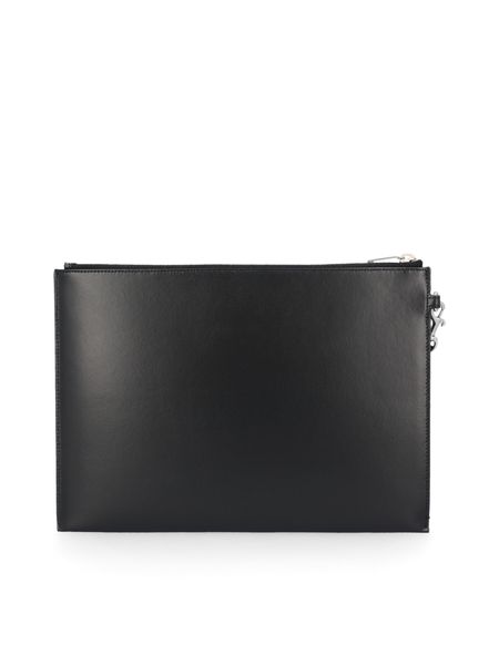 SAINT LAURENT Men's Black Leather Monogram Zipped Clutch for FW23