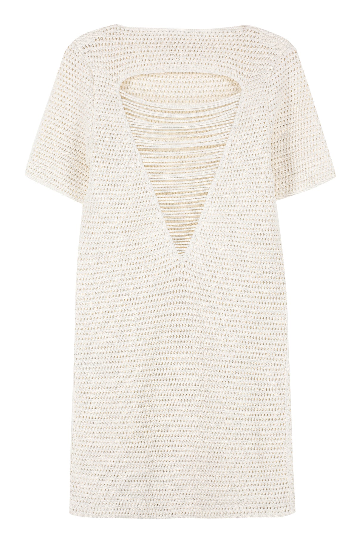 BOTTEGA VENETA White Cotton Crochet Dress with Back Cut-Out