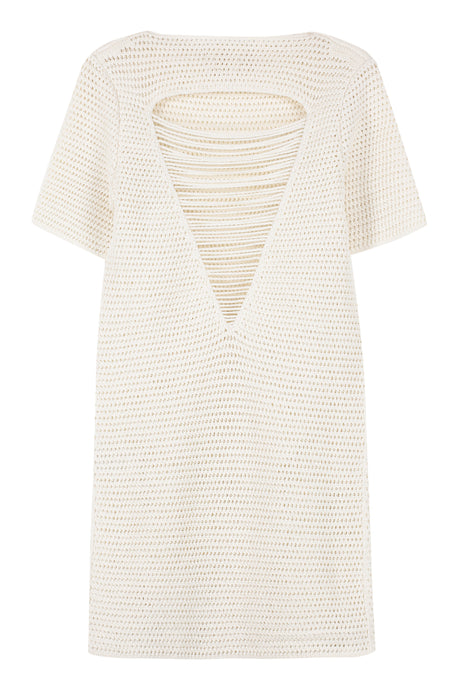 BOTTEGA VENETA Crochet Knit Dress - Unlined, White Lace-effect Sleeveless Dress for Women