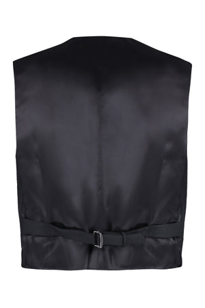 GUCCI Formal Black Wool Vest with Single-Breasted Closure and Scarf Collar for Men