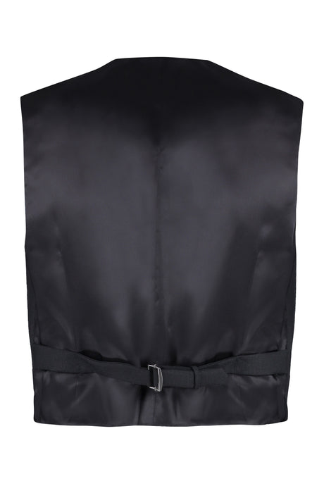 GUCCI Formal Black Wool Vest with Single-Breasted Closure and Scarf Collar for Men