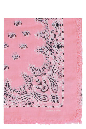 SAINT LAURENT Frayed Edges Pink Scarf for Women - Size 145x160 cm, SS22