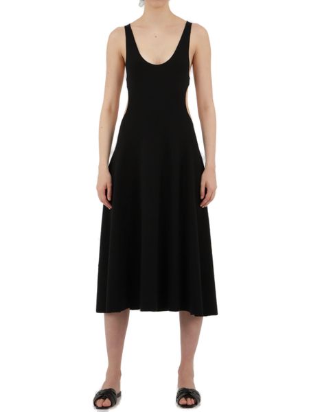 SAINT LAURENT Sleeveless Black Wool A-Line Dress with Cut-Out Details for Women - SS22