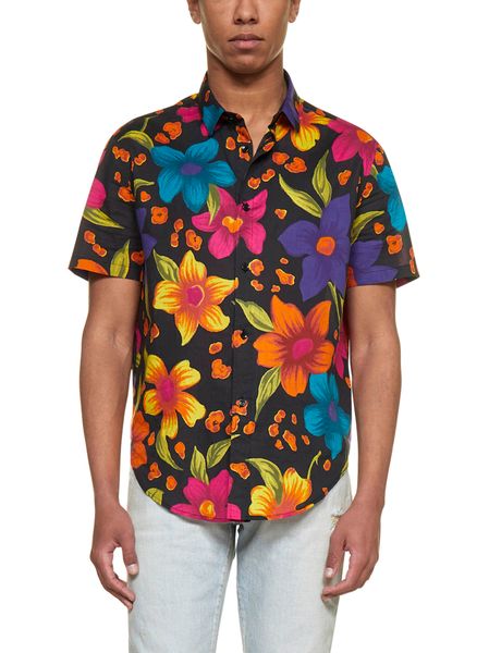 SAINT LAURENT Colorful Button-Down Shirt - Short Sleeve Cotton Shirt for Men