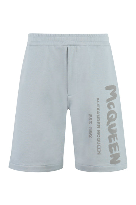 ALEXANDER MCQUEEN Grey Logo Print Sweatshorts for Men - SS23