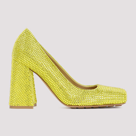 BOTTEGA VENETA Green Lamb Leather Pumps with Strass Detail - FW22