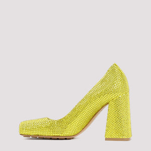 BOTTEGA VENETA Green Lamb Leather Pumps with Strass Detail - FW22