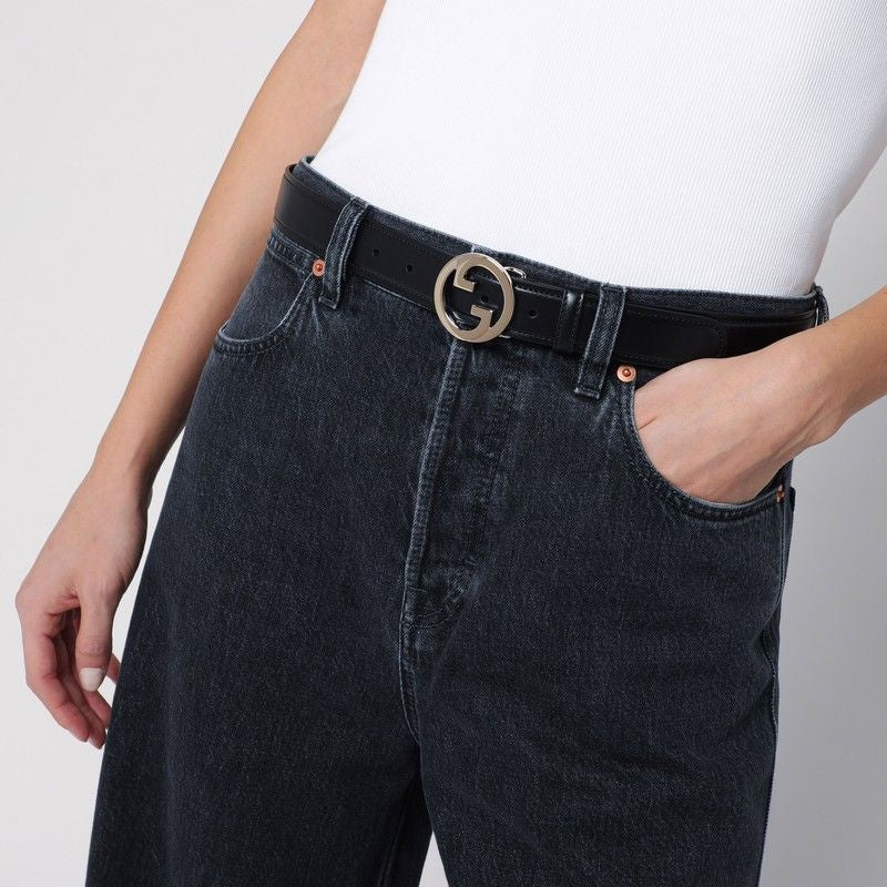 GUCCI Smooth Leather Mini Belt with Adjustable Fit and Gold-Colored Buckle