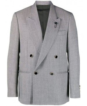 LARDINI Classic Double-Breasted Wool Jacket in Grey for Men
