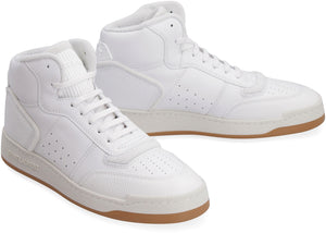 SAINT LAURENT White Leather High-Top Sneakers