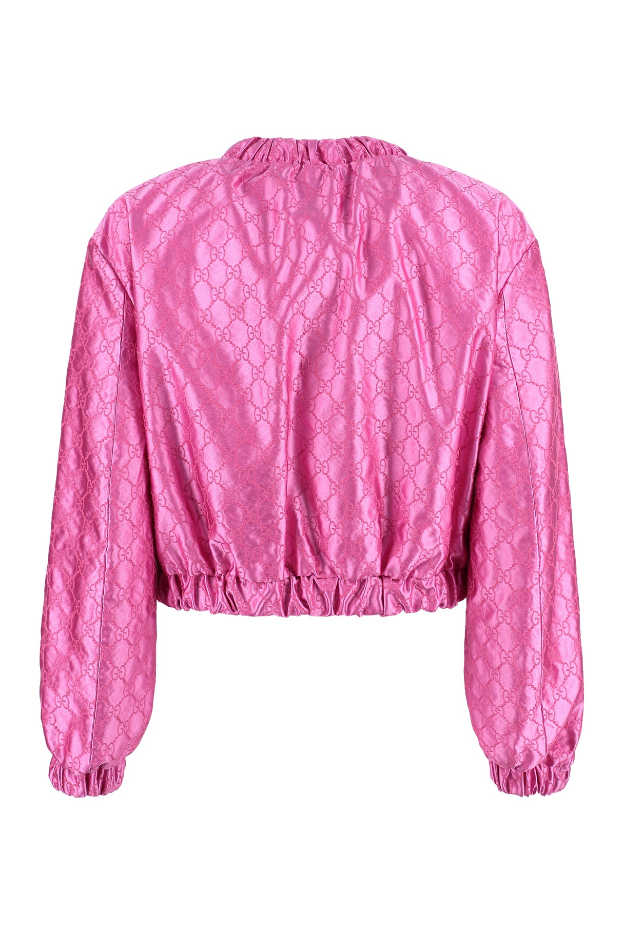 GUCCI Fuchsia Embroidered Silk Bomber Jacket for Women