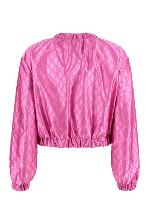 GUCCI Fuchsia Embroidered Silk Bomber Jacket for Women