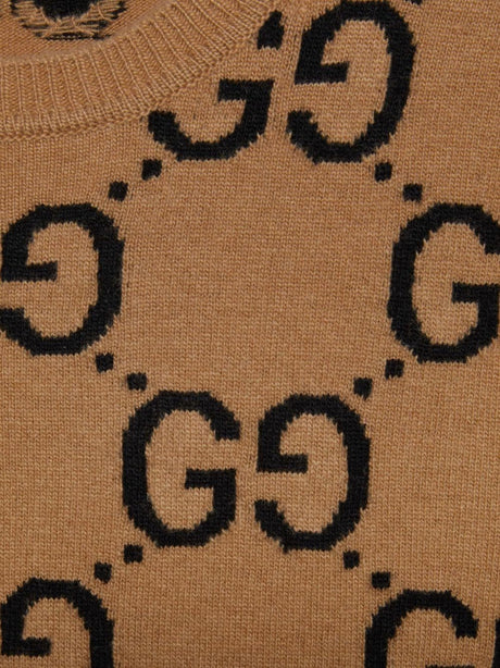 GUCCI Camel Wool Crewneck Sweater for Men - Spring/Summer 2024