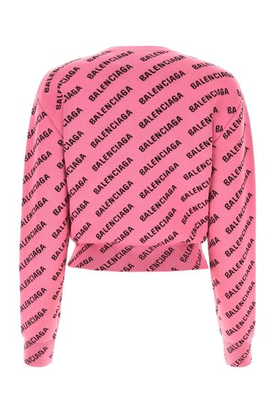 BALENCIAGA Pink Jacquard Crew-Neck Sweater for Women