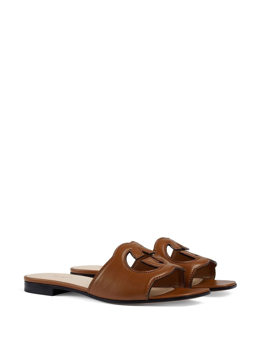 GUCCI Chic Cut-Out Leather Flat Sandals