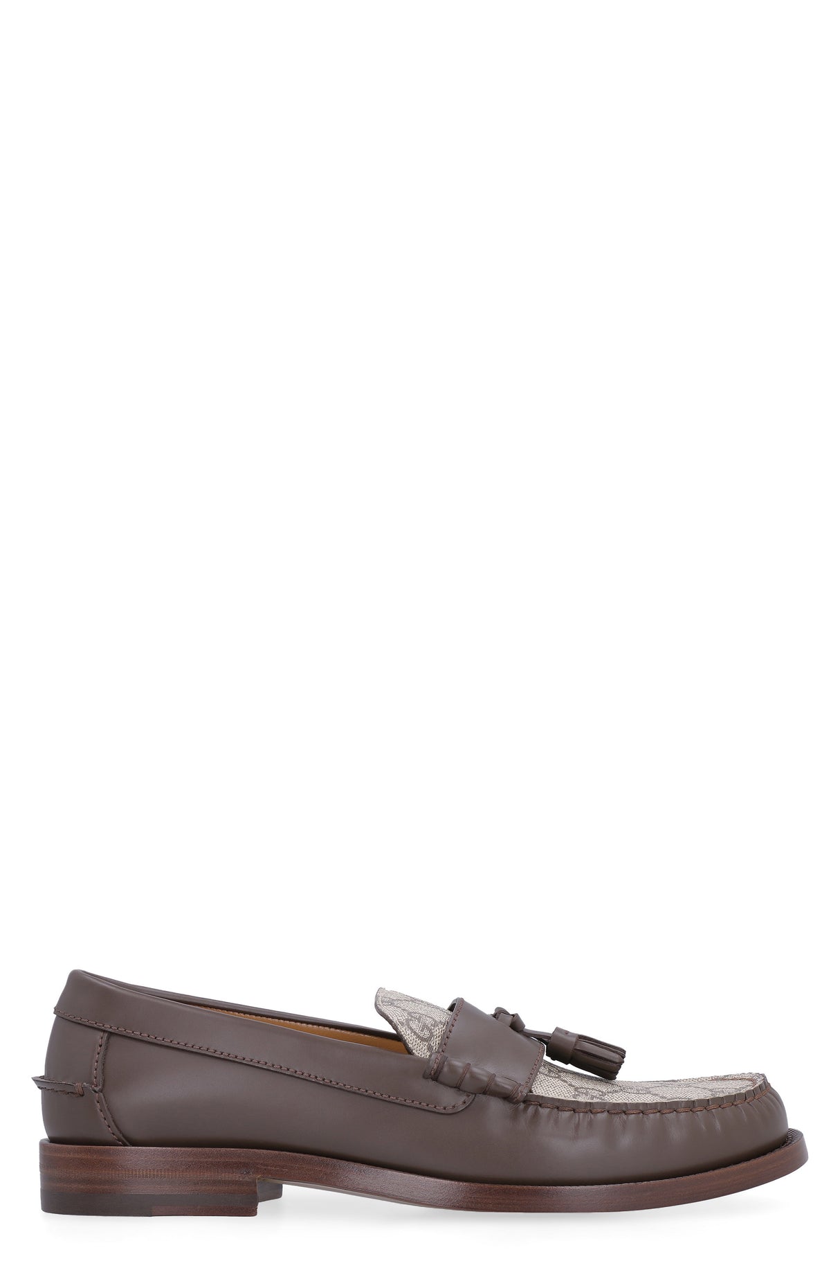 GUCCI Brown Leather Loafers with Decorative Tassels for Women