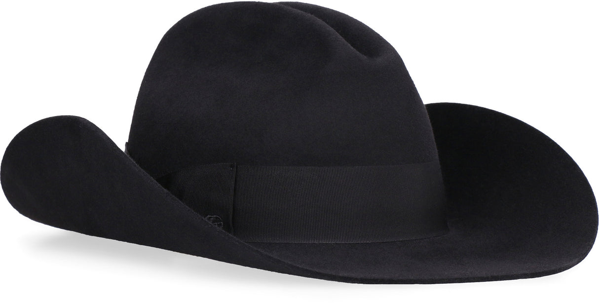 GUCCI Stylish Unisex Black Felt Fedora Hat for FW22