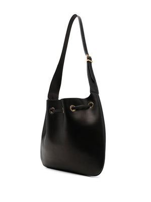 SAINT LAURENT Paris VII Medium Hobo Handbag in Nero Calfskin