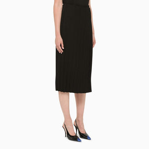 BALENCIAGA Elegant Black Pleated Midi Skirt