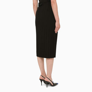 BALENCIAGA Elegant Black Pleated Midi Skirt