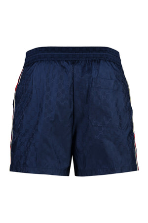 GUCCI Men's Blue Swim Shorts for SS24 - Beachwear Clothing with 2 Pockets and Mesh Lining