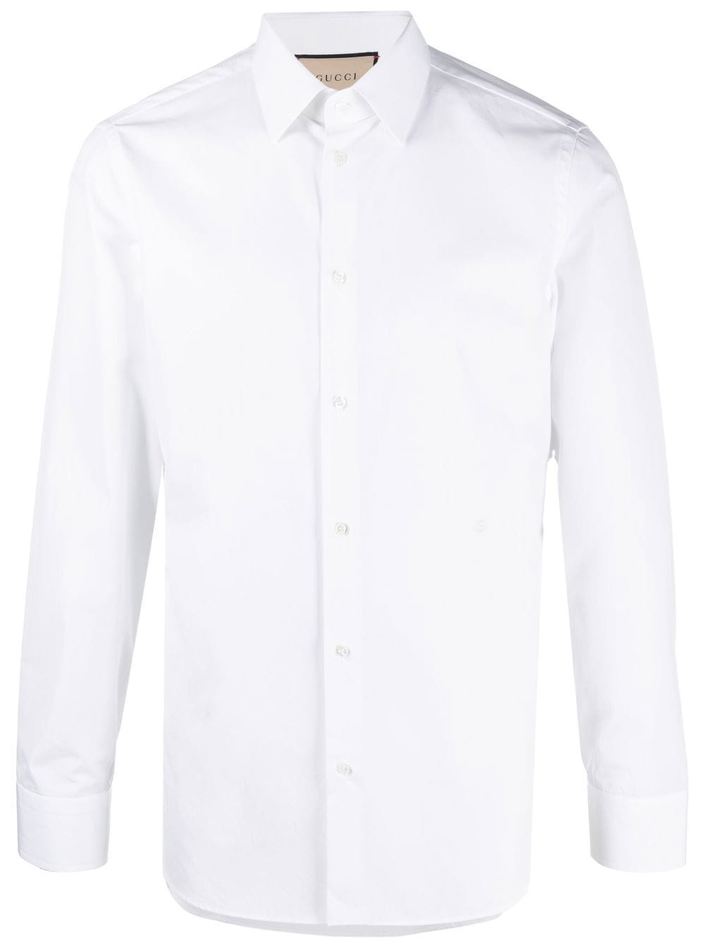 GUCCI Embroidered Interlocking G Logo Cotton Shirt for Men in White