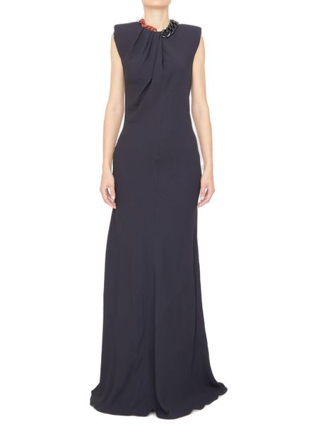 STELLA MCCARTNEY Sleeveless Black Dress with Chain Detail and Front Draping