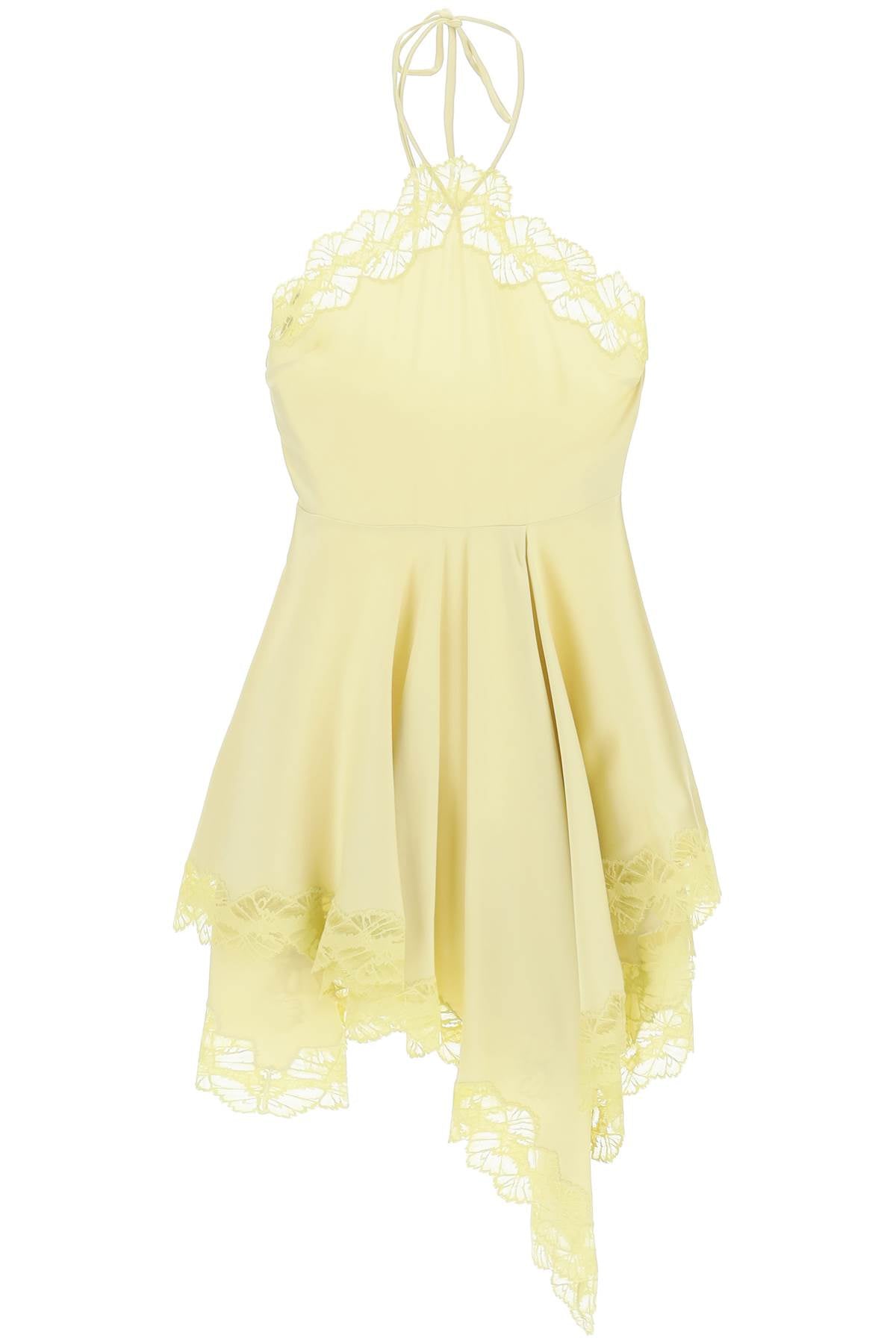 STELLA MCCARTNEY Asymmetrical Satin Dress with Lace Detail in Yellow for Women