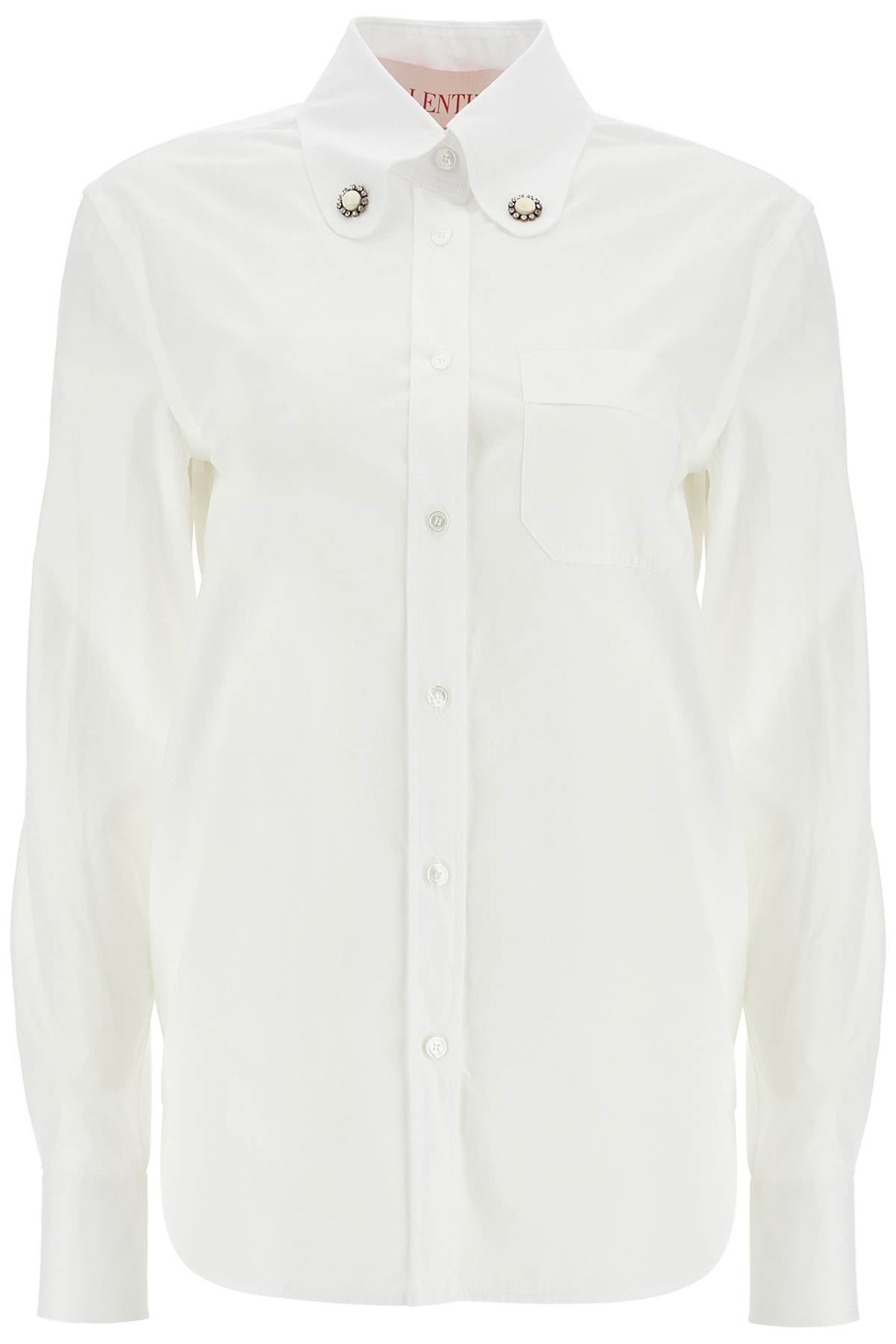 VALENTINO GARAVANI Structured Collar Long Sleeve Cotton Shirt