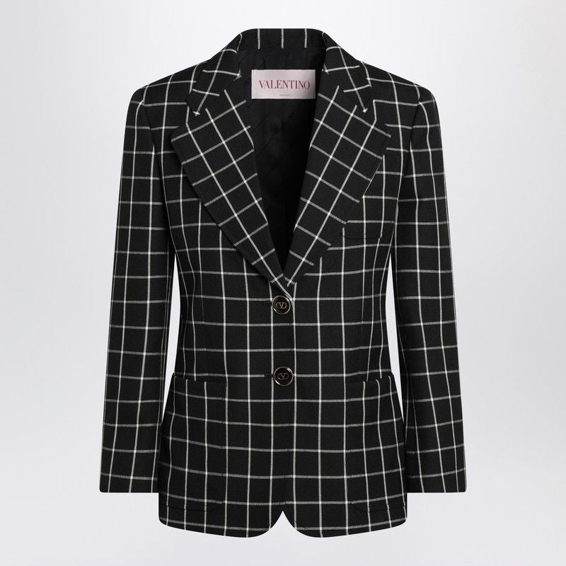 VALENTINO Single-Breasted Chequered Jacket for Women