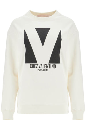 VALENTINO GARAVANI Ivory Cotton Sweatshirt with Bold Logo for Women