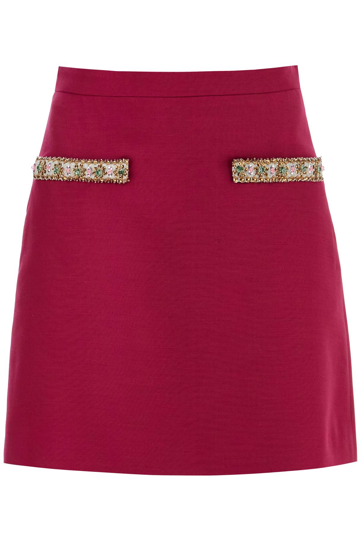 VALENTINO GARAVANI Flared Mini Skirt with Jewel Embroidery