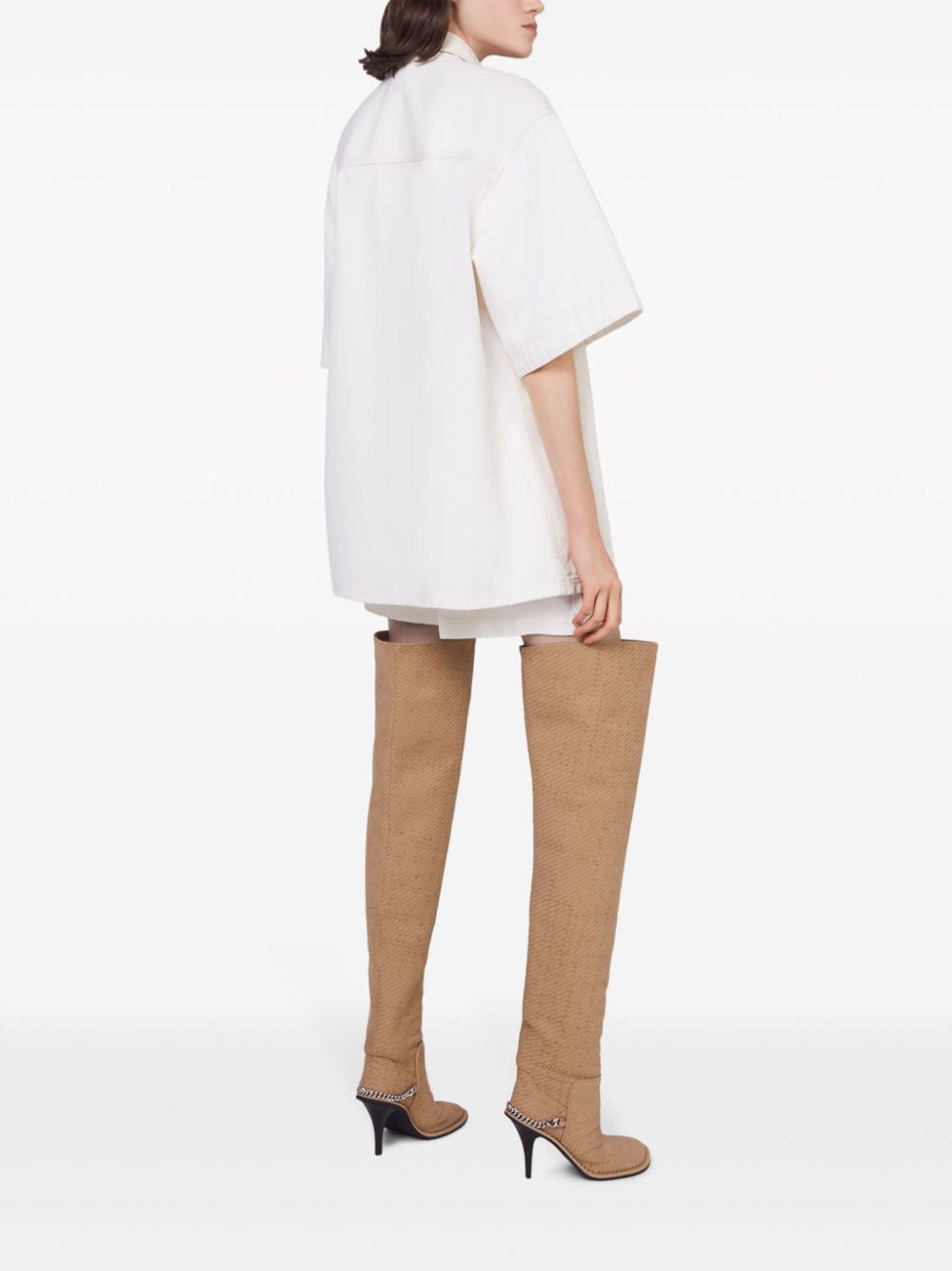 STELLA MCCARTNEY Ecru and White Cotton Workwear Shirt for Women - SS24