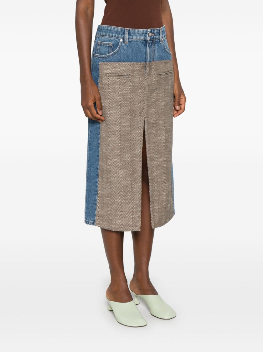 STELLA MCCARTNEY Mini Denim and Tweed Skirt for Women