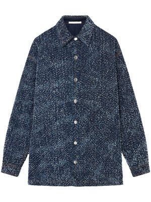 STELLA MCCARTNEY Navy Bouclé Denim Overshirt for Women