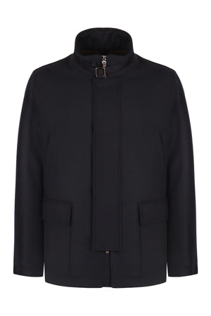 EMPORIO ARMANI Men's Wool Blend Stand-Up Collar Jacket