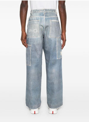 EMPORIO ARMANI Light Blue Wide-Leg Cargo Jeans