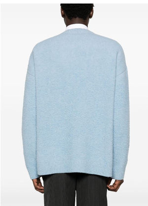 EMPORIO ARMANI Men's Blue Wool Blend Logo Sweater