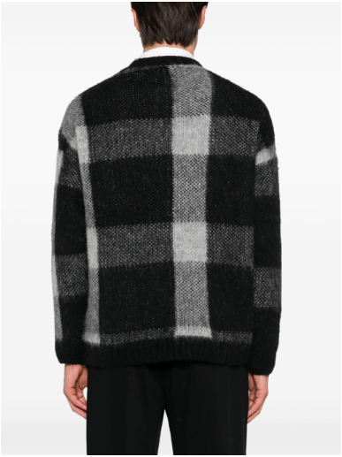 EMPORIO ARMANI Alpaca Wool-Blend Check Sweater for Men