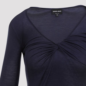 GIORGIO ARMANI Elegant Blue Viscose-Silk Pullover