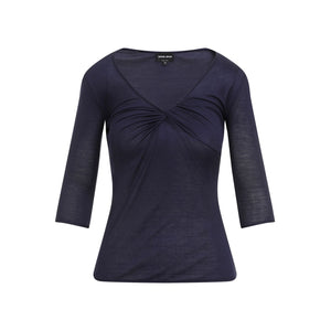 GIORGIO ARMANI Elegant Blue Viscose-Silk Pullover