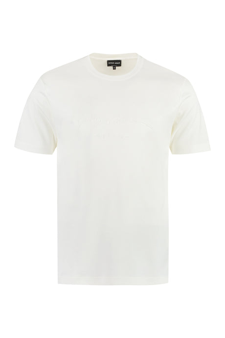 GIORGIO ARMANI Embroidered Cotton T-Shirt for Men - FW23 Collection